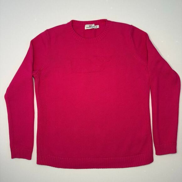Vineyard Vines Pink Crewneck Sweater with Whale Motif - Picture 1 of 7
